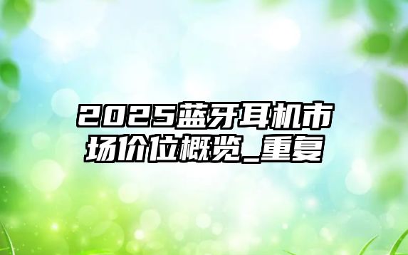 2025藍牙耳機市場價位概覽_重復