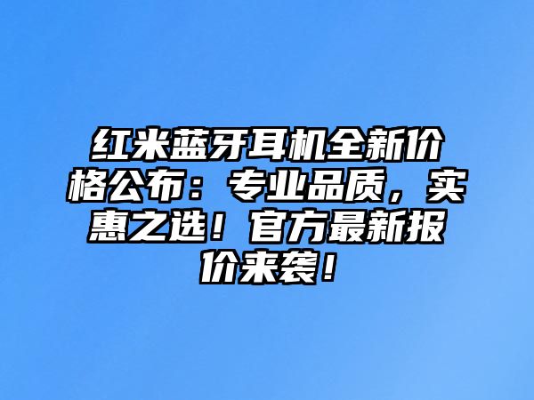 紅米藍(lán)牙耳機(jī)全新價(jià)格公布：專業(yè)品質(zhì)，實(shí)惠之選！官方最新報(bào)價(jià)來襲！