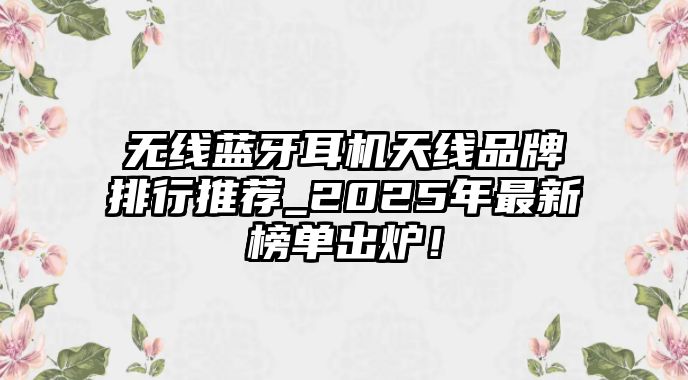 無線藍(lán)牙耳機(jī)天線品牌排行推薦_2025年最新榜單出爐！